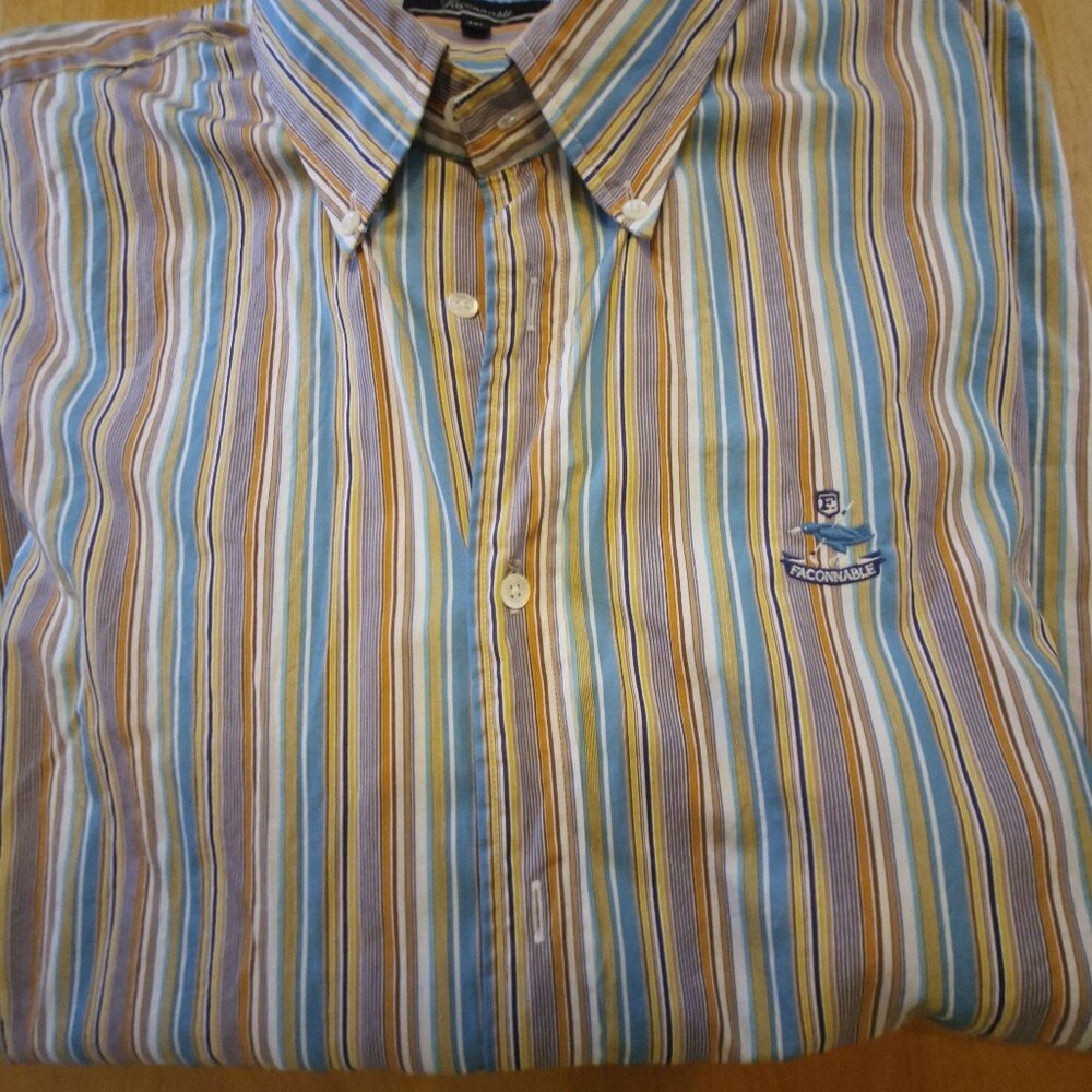 Façonnable Men's Long Sleeve Dress Shirt 4XL 100% Cotton